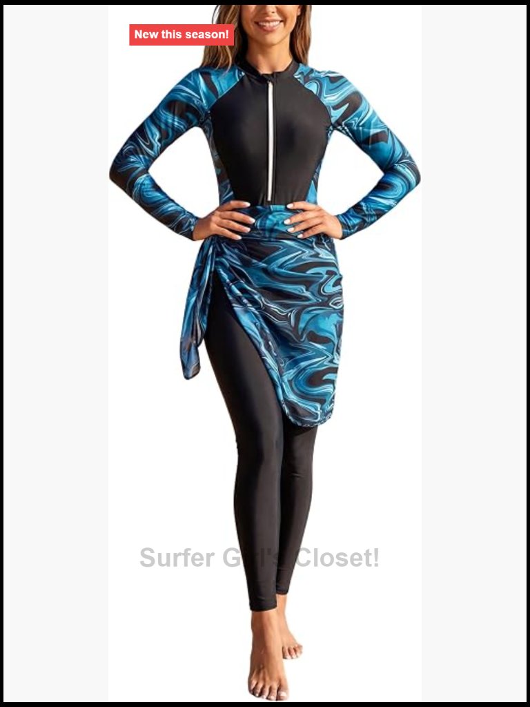 Modest Full Coverage Burkini Rash Guard Set With Cover Up